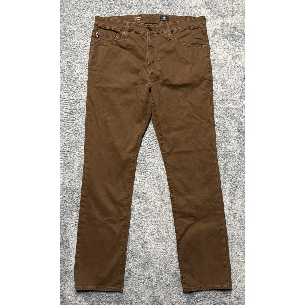 AG Adriano Goldschmied Pants Mens 36x32 Brown Patterned Everett Slim Straight